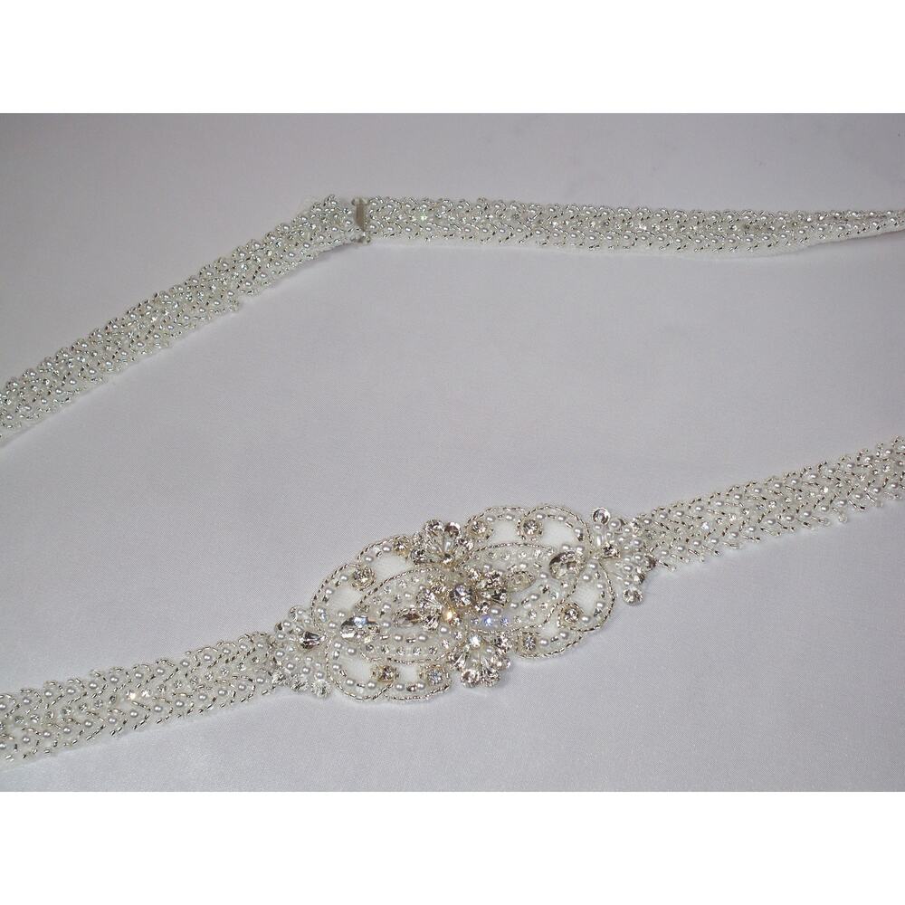 rhinestone beaded bridal belt, beaded sash,  rhinestone wedding dress belt